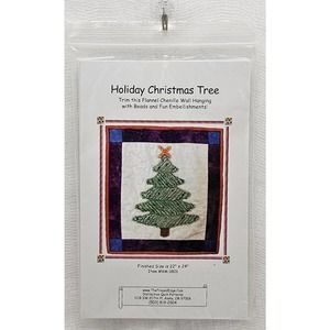 Holiday Christmas Tree Flannel Chenille Wall Hanging 22x24 UNCUT